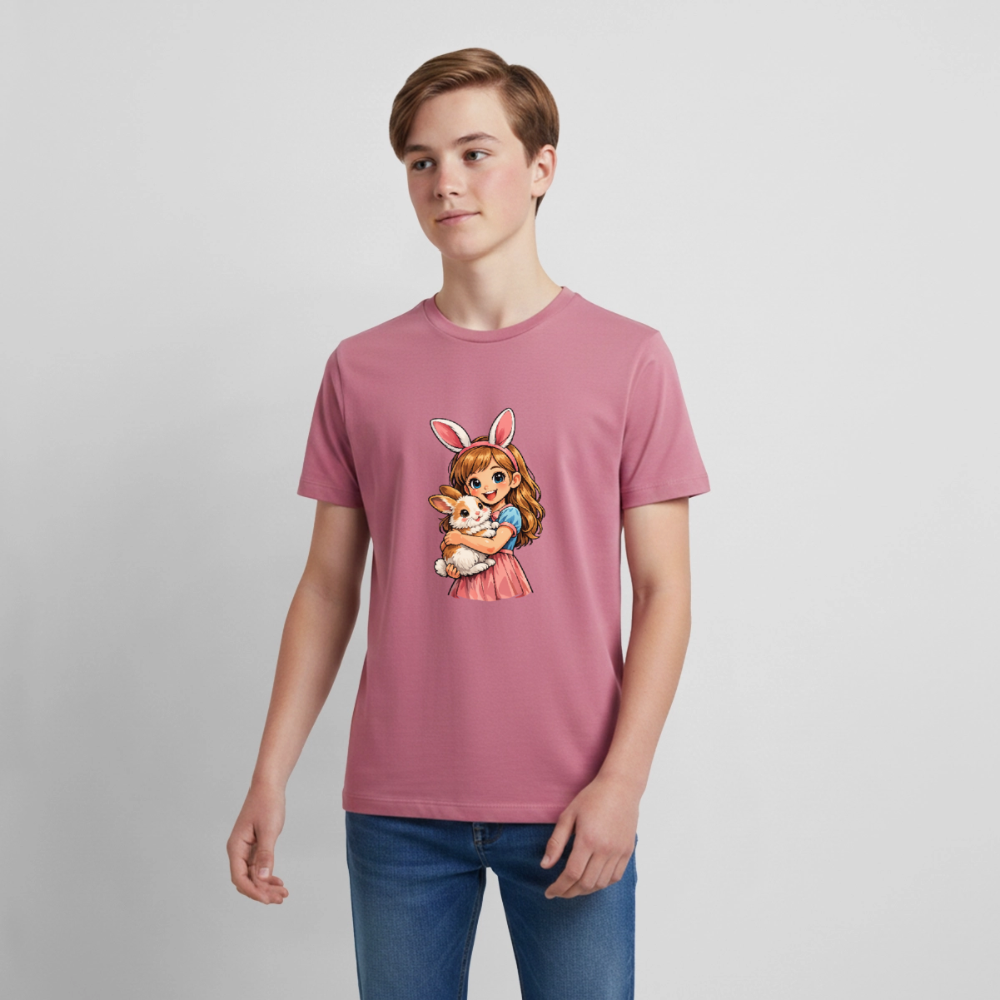 Teenager Premium T-Shirt "Mädchen mit Hase" - Mauve