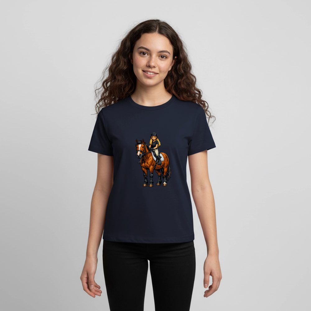 Premium T-Shirt "Mädchen auf Pferd" - Navy