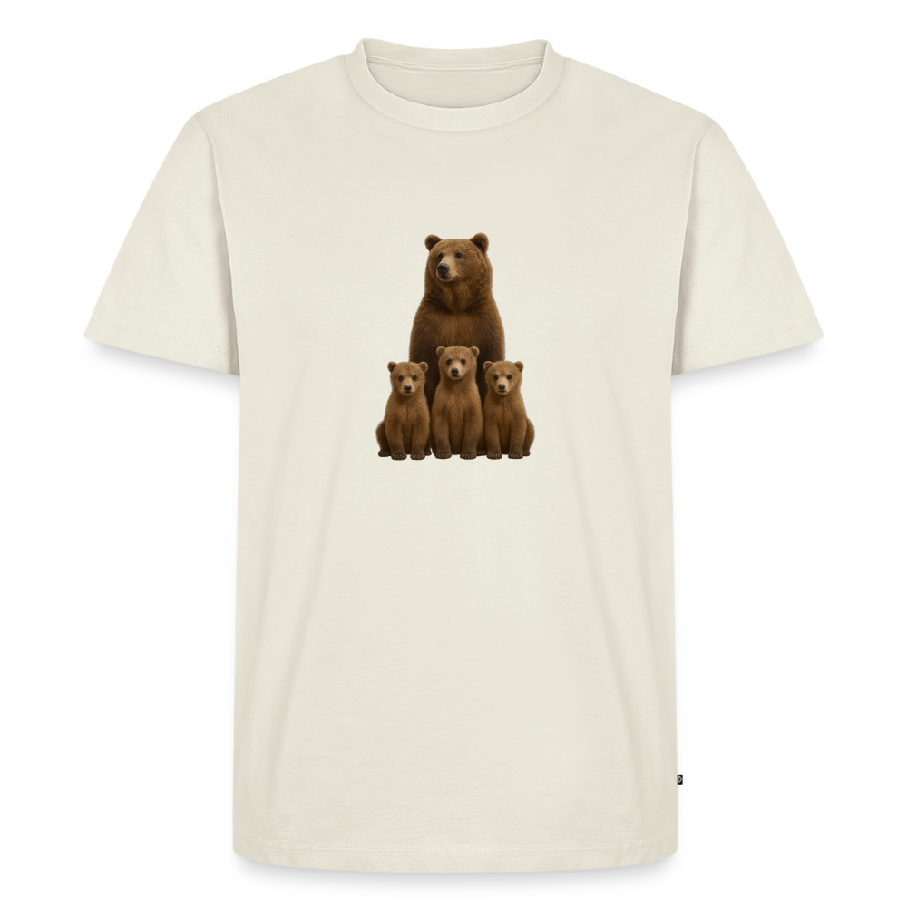 Premium T-Shirt "Grizzly Familie" - Naturweiß